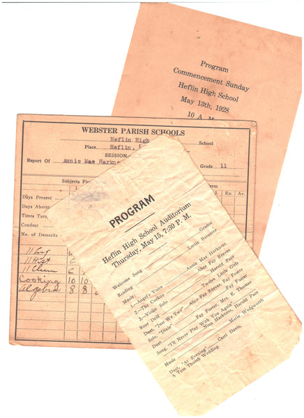 1920's Heflin High School, Webster Parish, Louisiana school papers