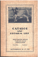 Catalog and Premium List- West Baton Rouge Parish Fair 1936