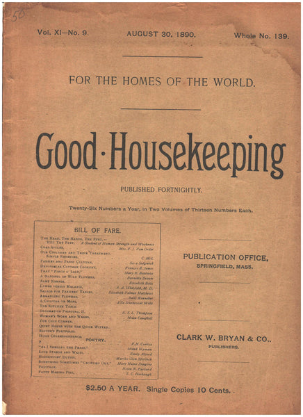 August 30, 1890 Good Housekeeping magazine