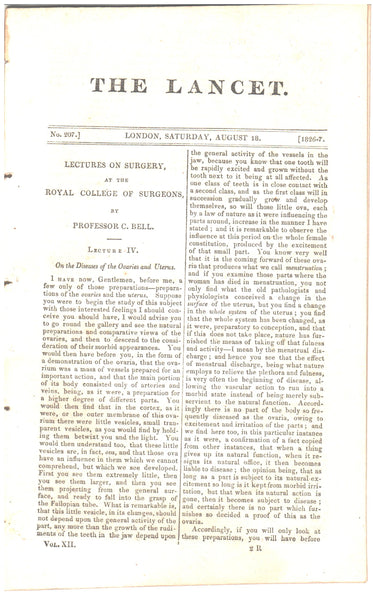 1826-1827 "The Lancet" - A London Medical Magazine