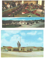 Eunice, Louisiana - Pelican Courts and Oleander Motel - 5 different postcards -1940's-60'so